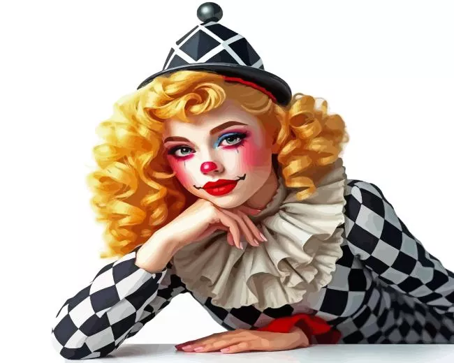 gorgeous clown girl Diamond By Numbers Gorgeous Clown Girl Diamond Painting