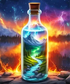 Landscape Glass Bottle Diamond Painting