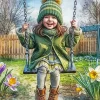 Little Girl On A Swing Diamond Painting