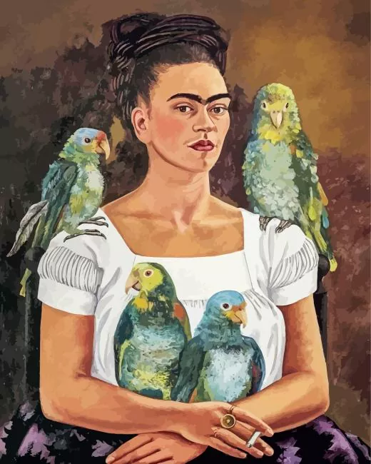 me and my parrots by frida kahlo Diamond Paintings Me And My Parrots By Frida Kahlo Diamond Painting