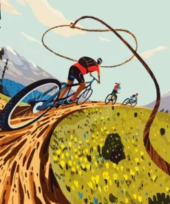 Mountain Biking Illustration Diamond Painting