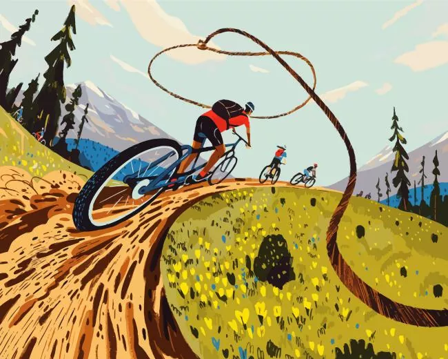 mountain biking illustration Diamond Dotz Mountain Biking Illustration Diamond Painting