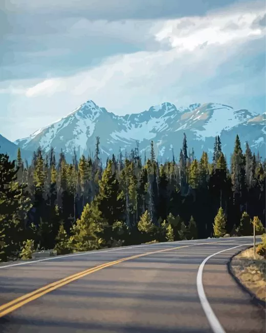 mountain road landscape Diamond by Numbers Mountain Road Landscape Diamond Painting