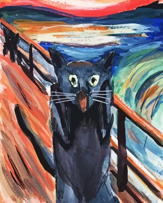 munch scream cat Diamond By Numbers Munch Scream Cat Diamond Painting