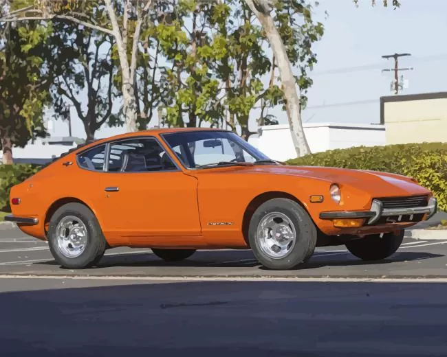 orange datsun car Diamond By Numbers Orange Datsun Car Diamond Painting