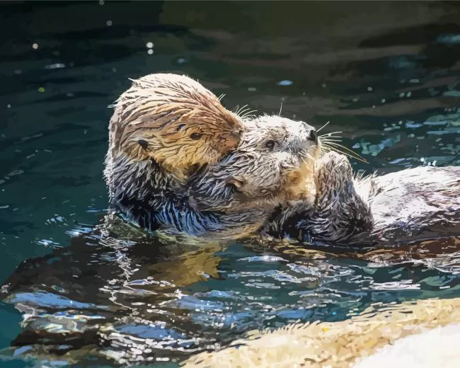 otters holding hands Diamond Paints Otters Holding Hands Diamond Painting