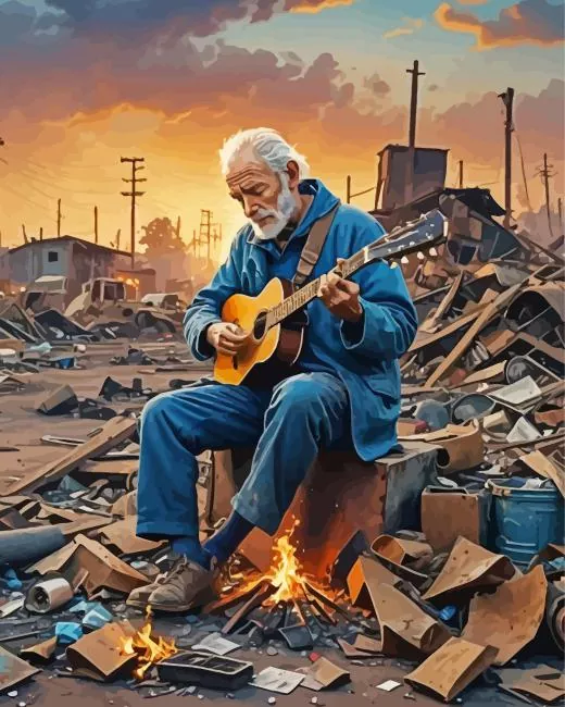 sad man playing guitar Diamond Dotz Sad Man Playing Guitar Diamond Painting