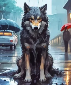 Sad Wolf Diamond Painting
