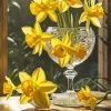 Yellow Daffodils In Vase Diamond Painting